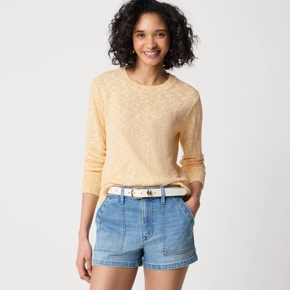 New JCREW Size M Crewneck Beach Sweater in Pale Mustard $89 BQ689 - Picture 2 of 4